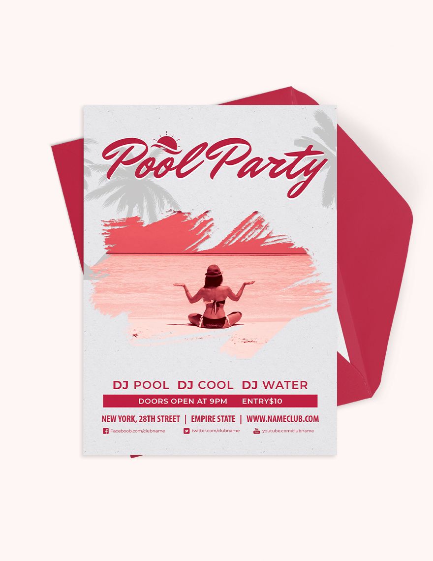 Grunge Pool Party Invitation