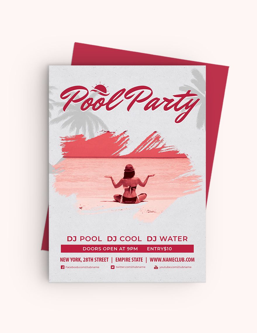Grunge Pool Party Invitation Template