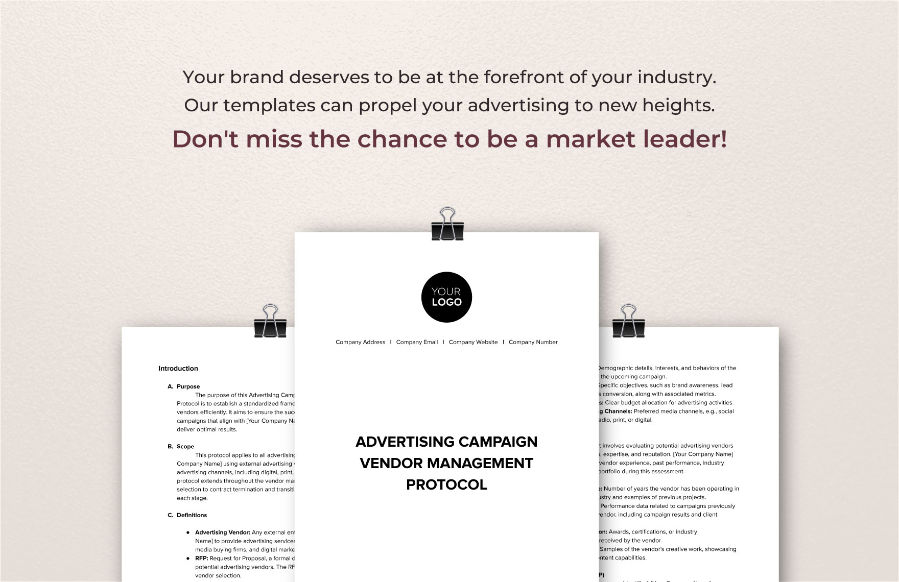 Advertising Campaign Vendor Management Protocol Template