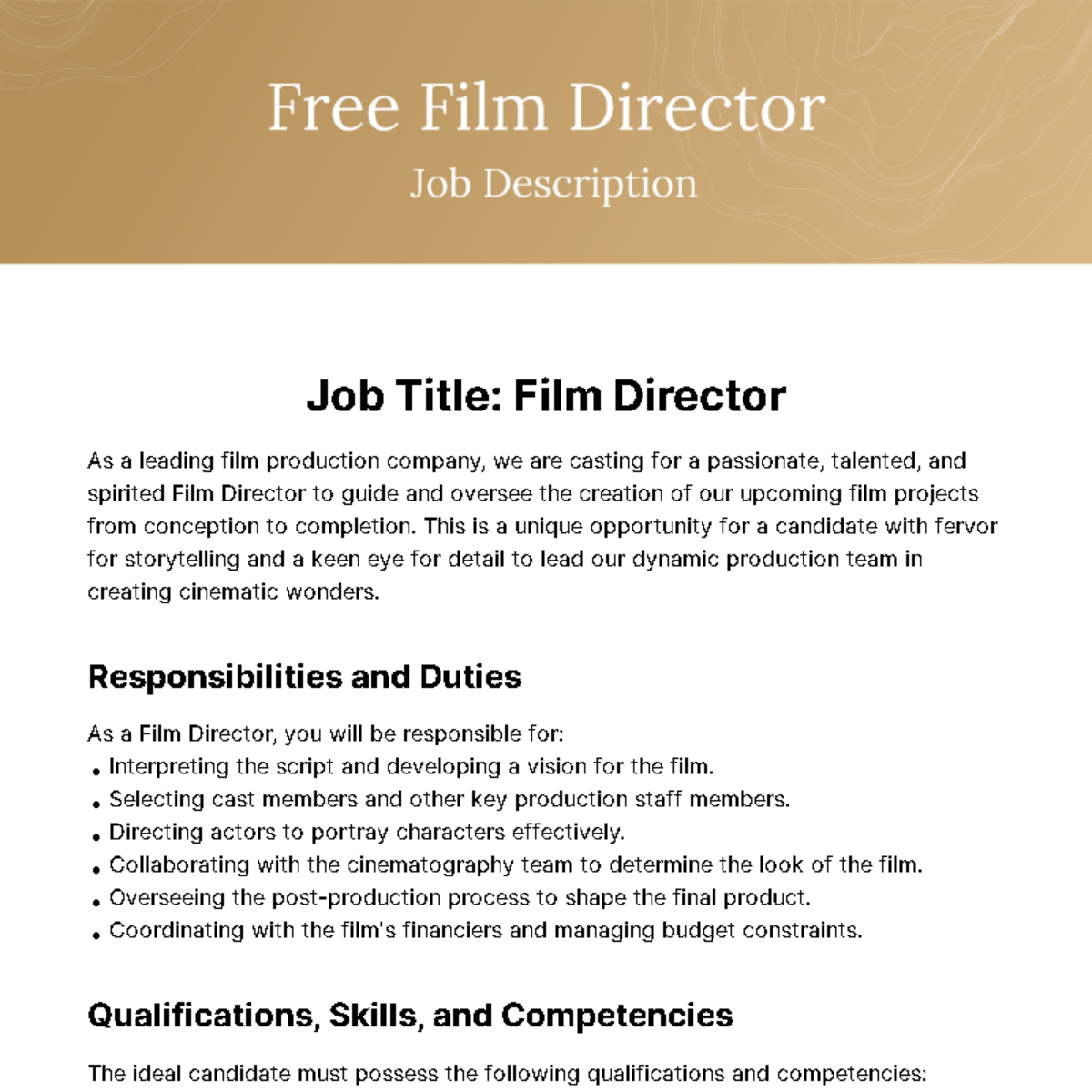 Film Director Job Description Template