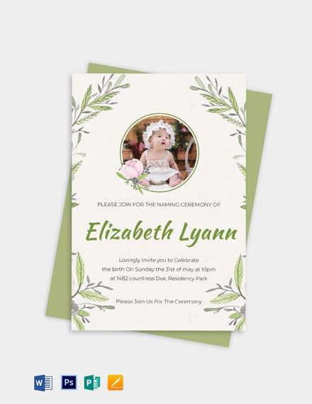 FREE Happy Baby Naming Ceremony Invitation Card Template - Word (DOC