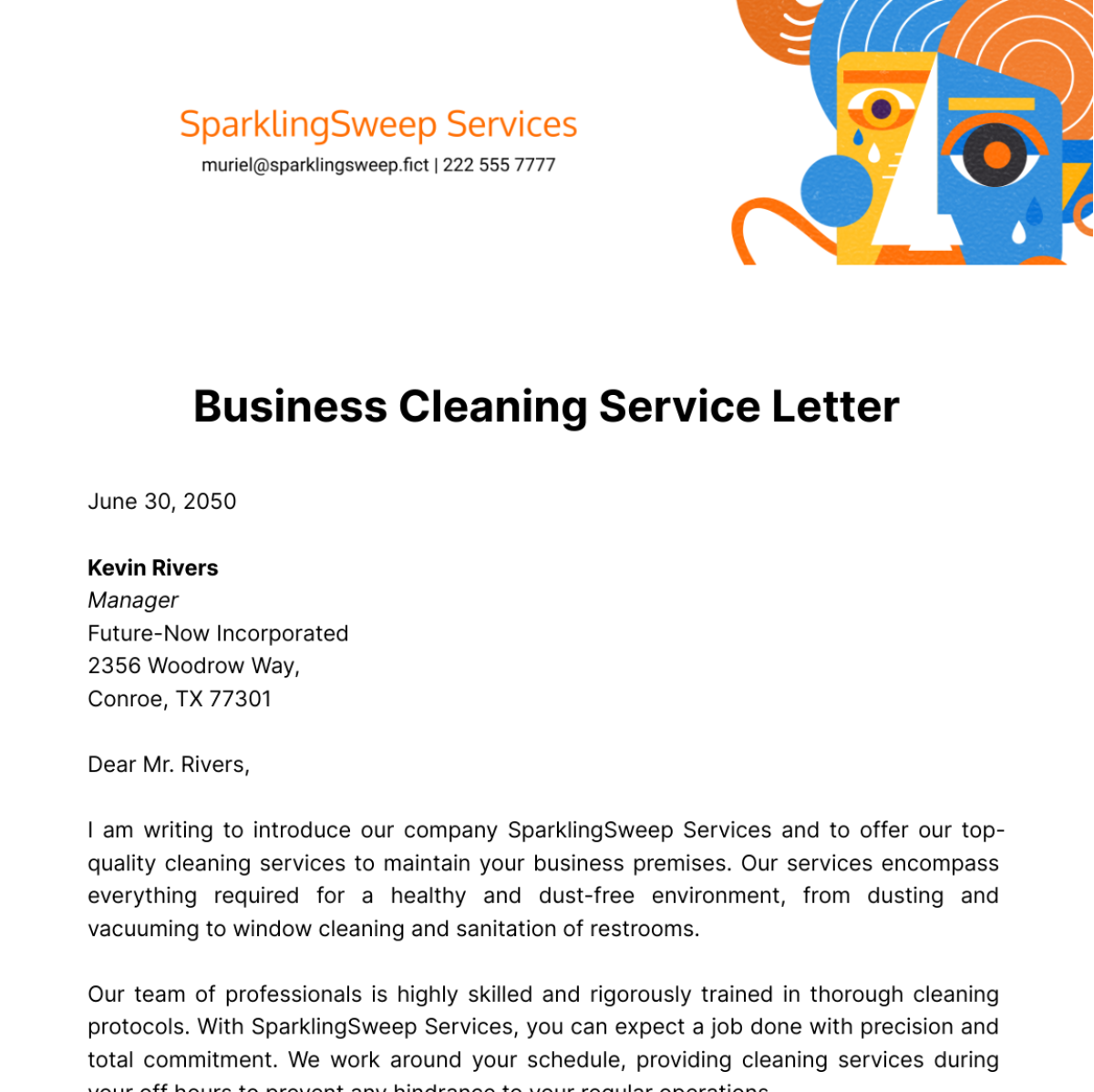 Business Cleaning Service Letter Template