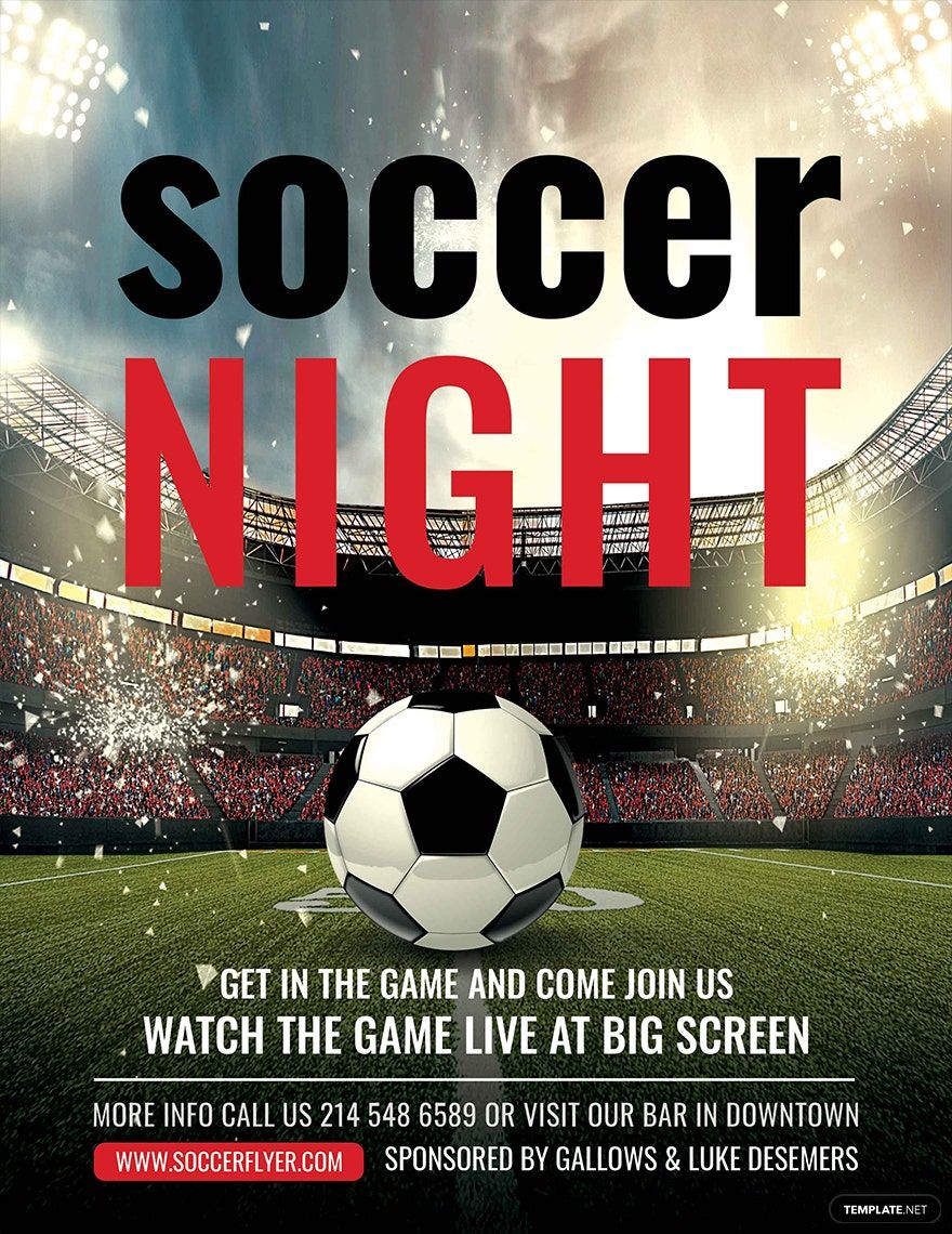 Soccer League Night Flyer Template in Pages, PSD, Publisher, Illustrator, Word, Google Docs - Download | Template.net