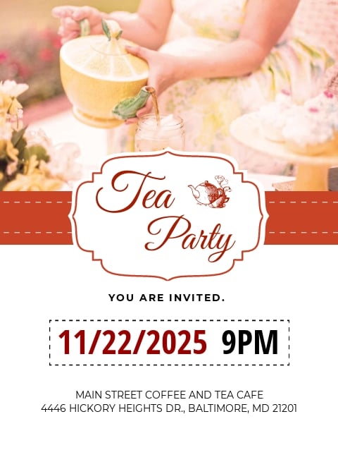 Free Tea Party Invitation Template In Microsoft Word Doc 1856