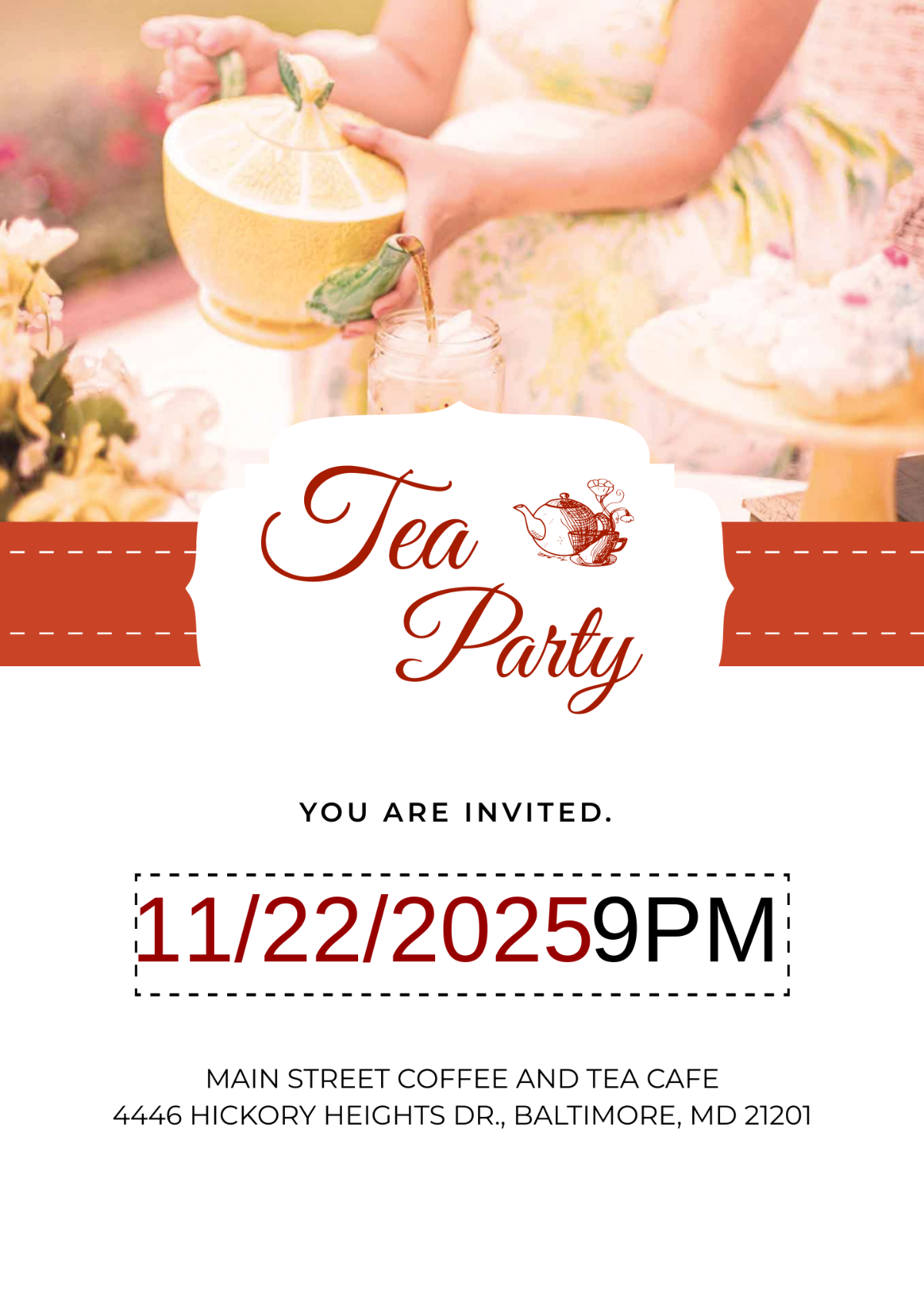 Modern Tea Party Invitation Template