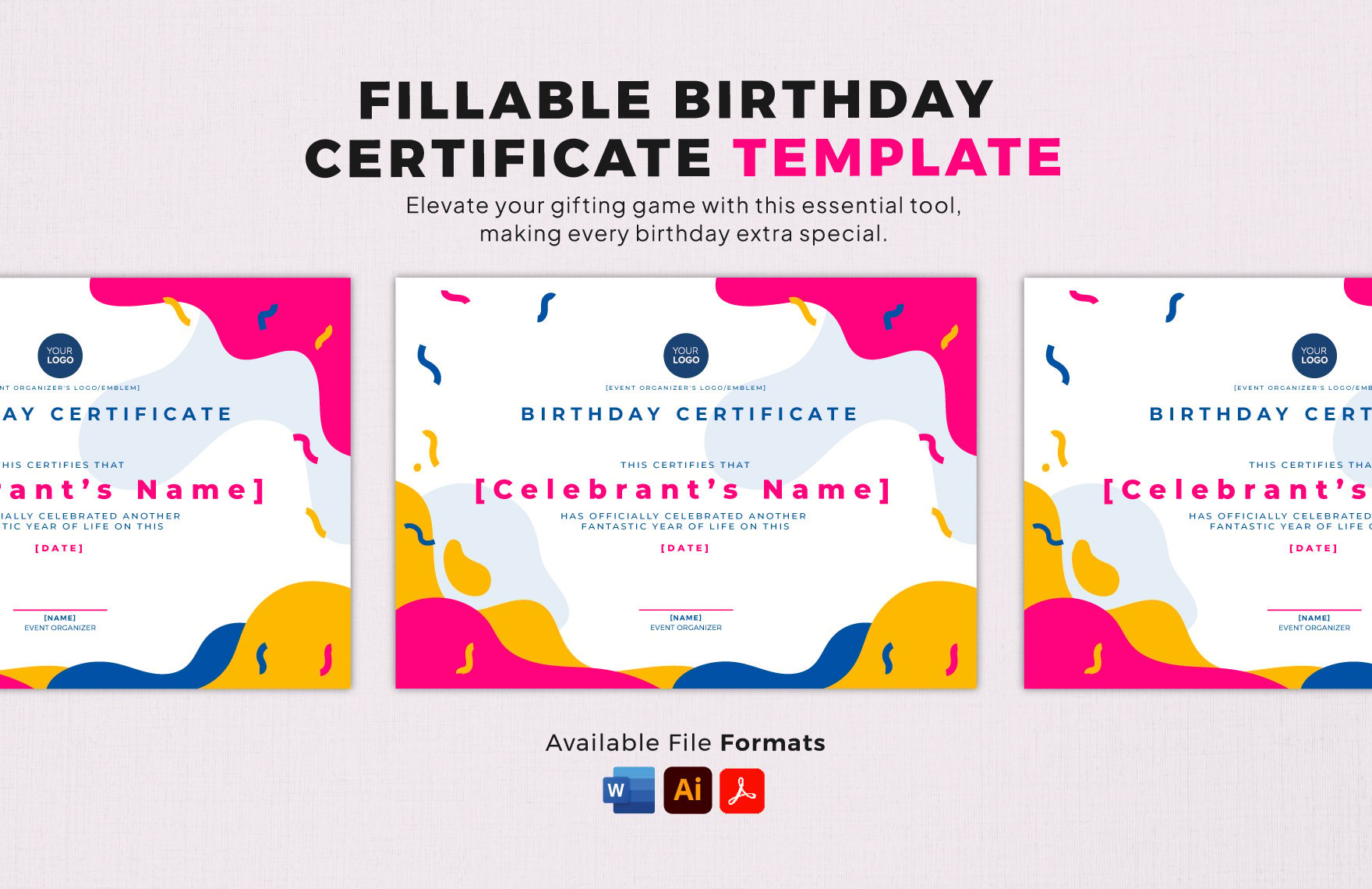 Fillable Birthday Certificate Template