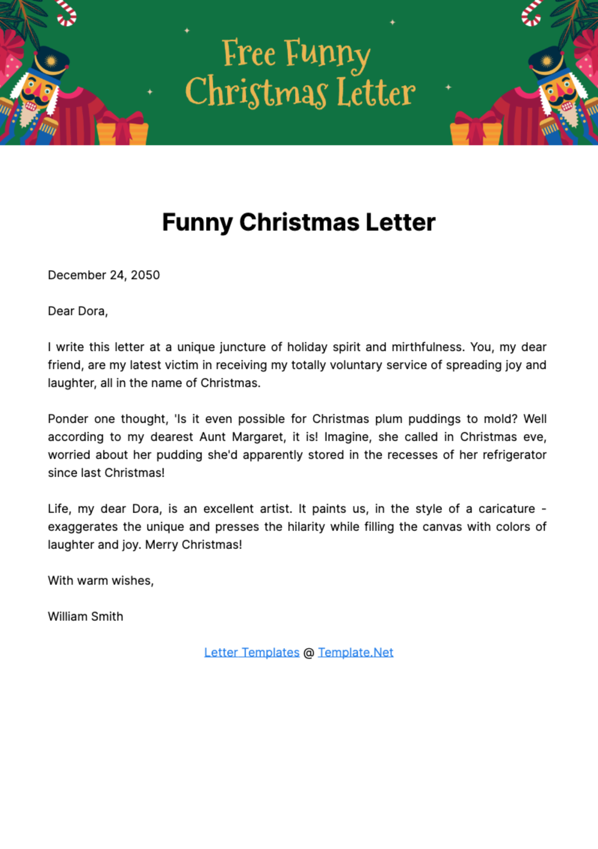 Free Funny Christmas Letter Template