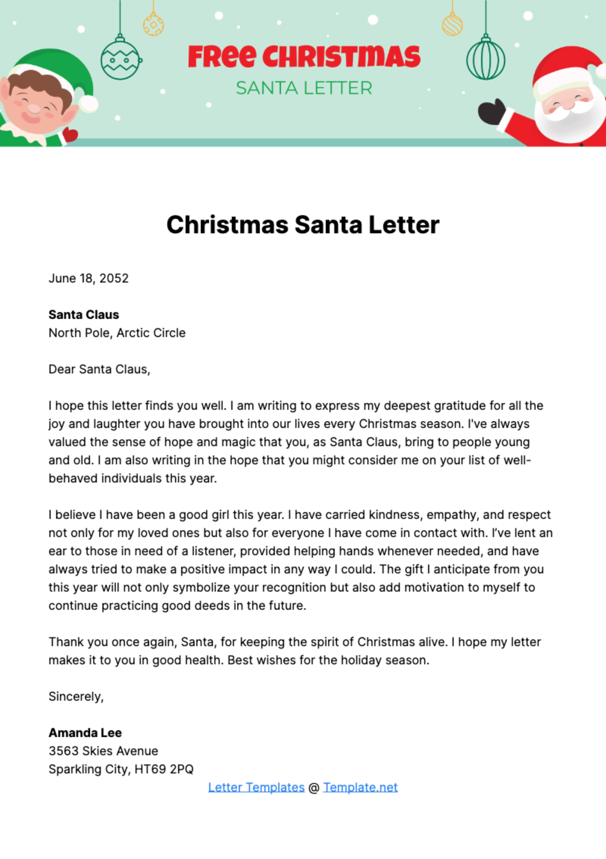 Free Christmas Santa Letter Template