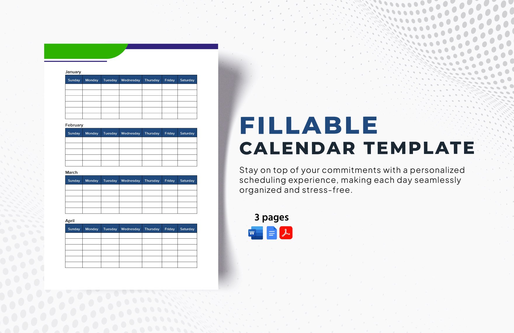 Fillable Calendar Template