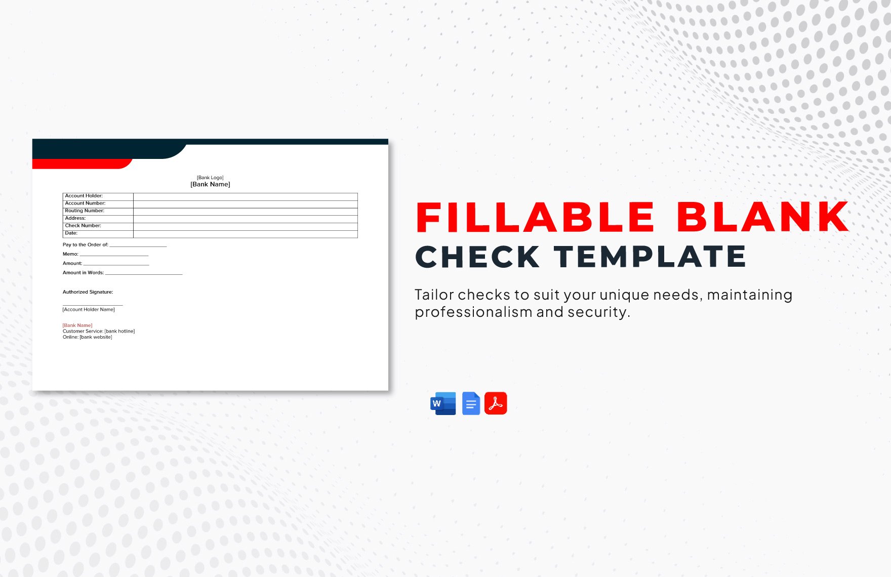 Free Fillable Blank Check Template in Word, Google Docs, PDF