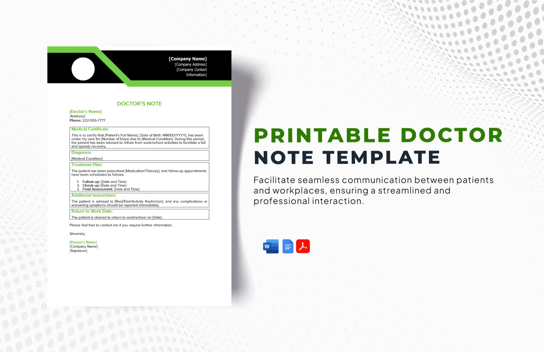 Printable Doctor Note Template