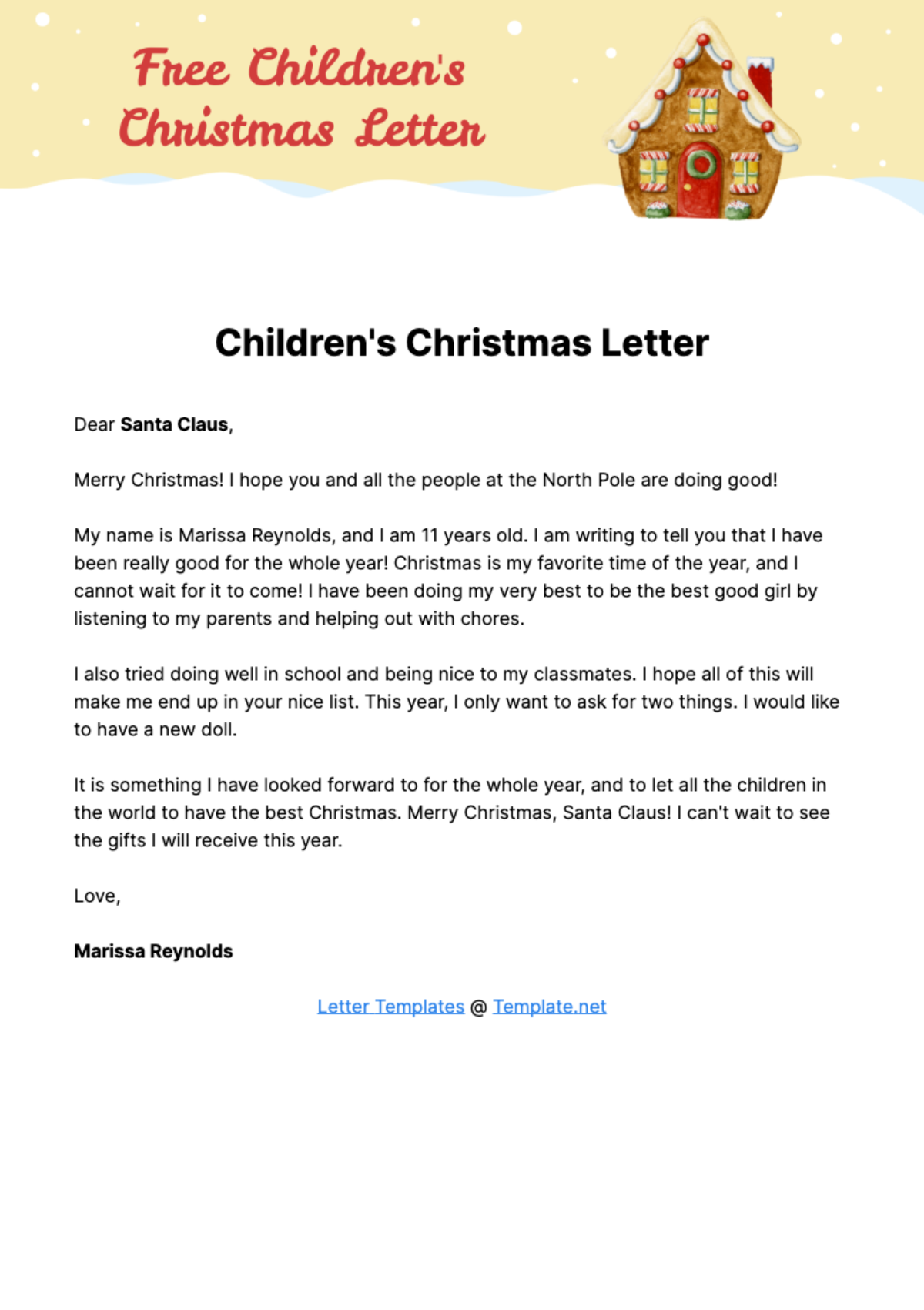 Free Children's Christmas Letter Template