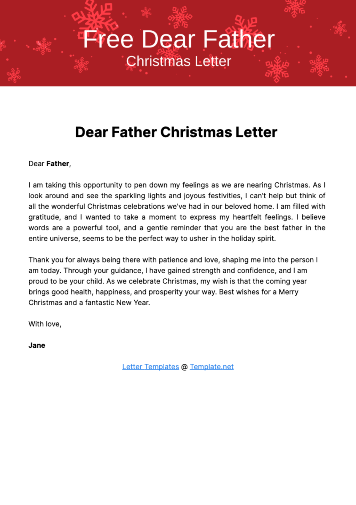 Dear Father Christmas Letter Template