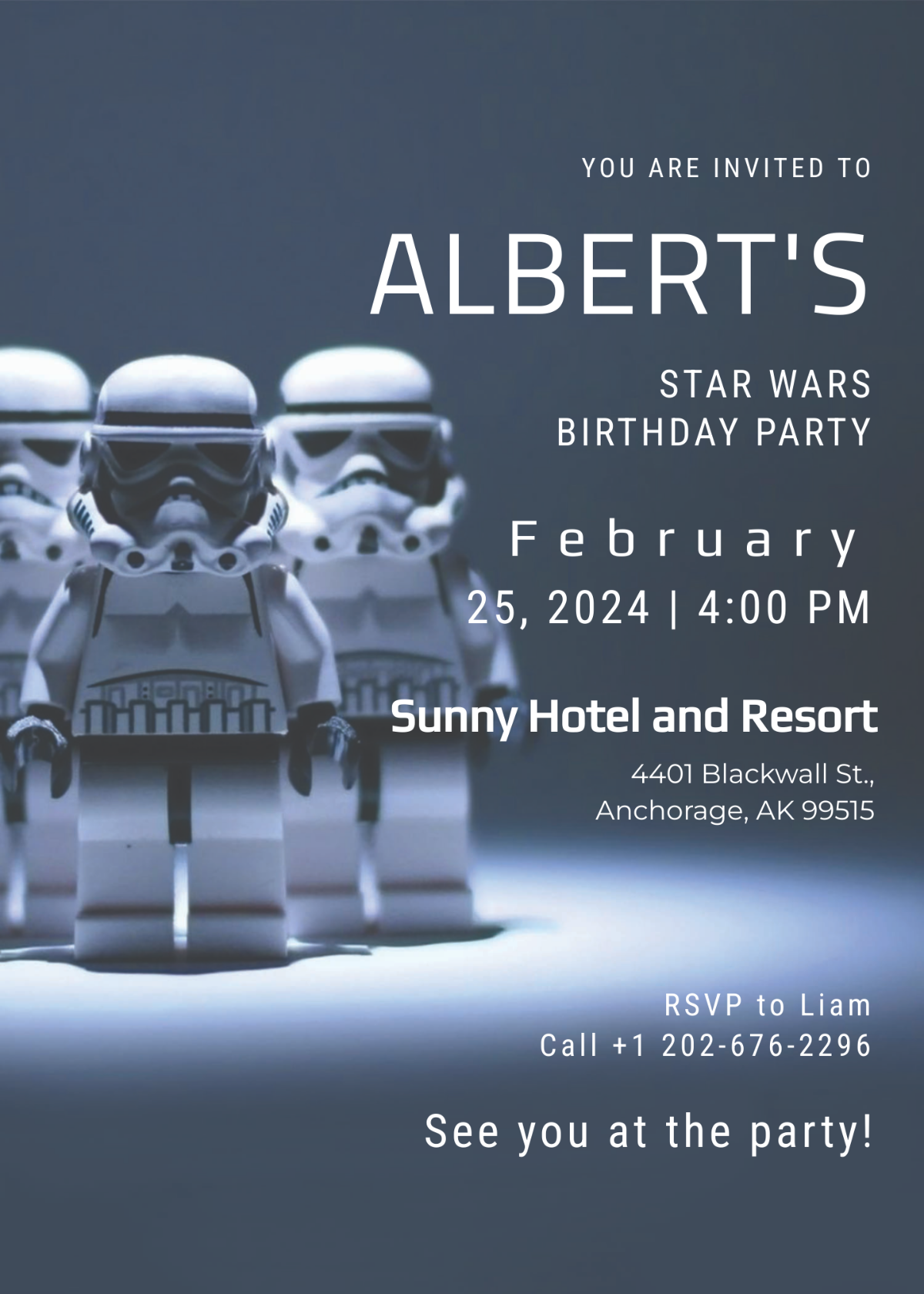 Free Robot Star Wars Birthday Party Invitation Template