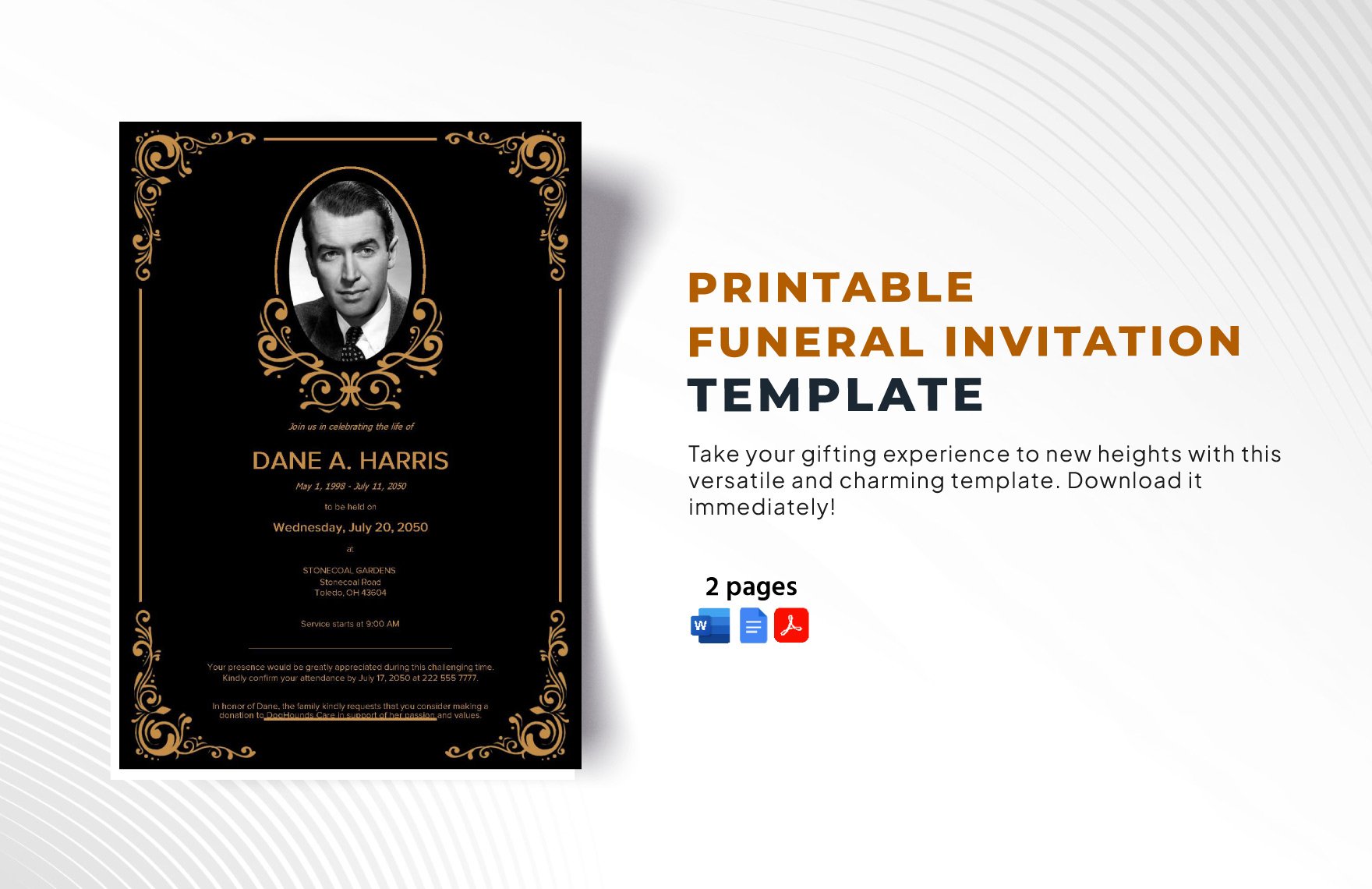 Printable Funeral Invitation Template