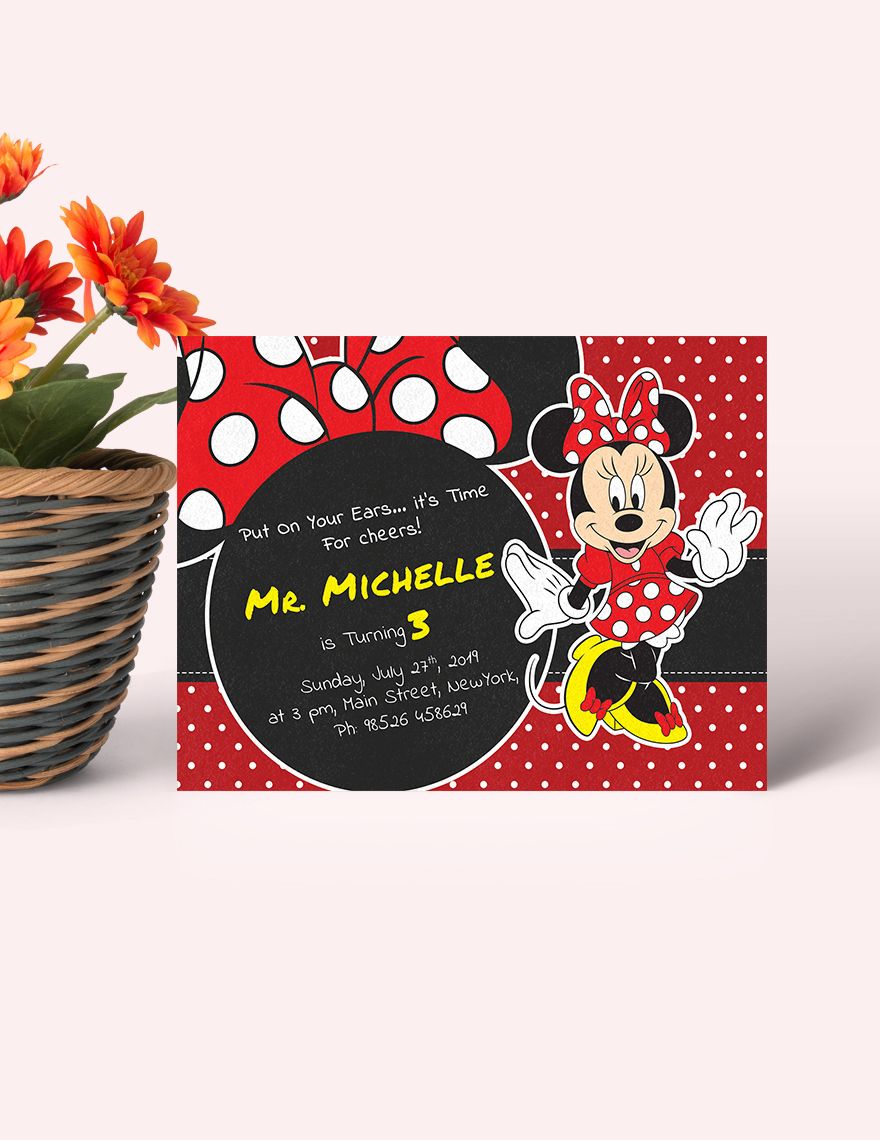 Rocking Minnie Mouse Birthday Invitation Template