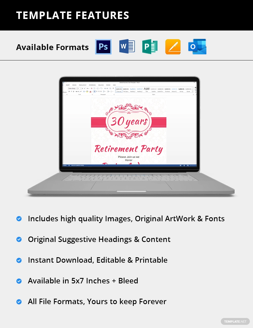Printable Sample Retirement Party Invitation Template