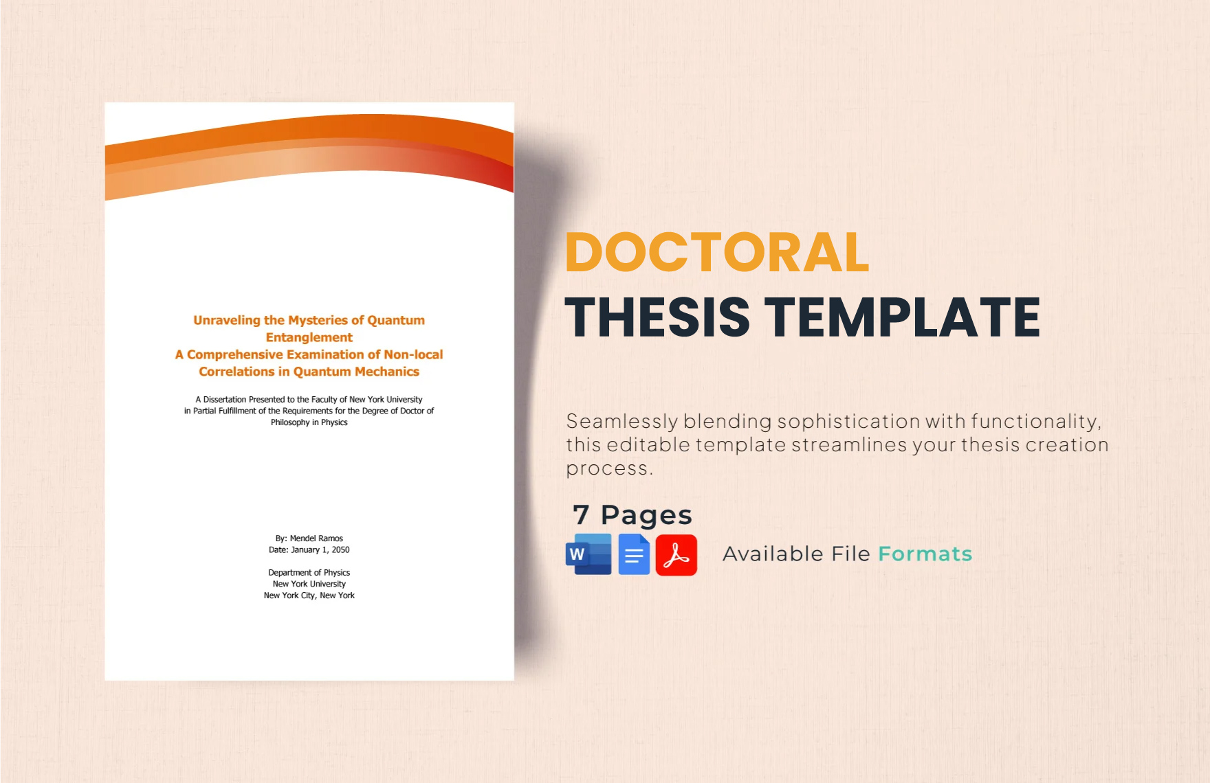 Doctoral Thesis Template in Word, PDF, Google Docs - Download | Template.net