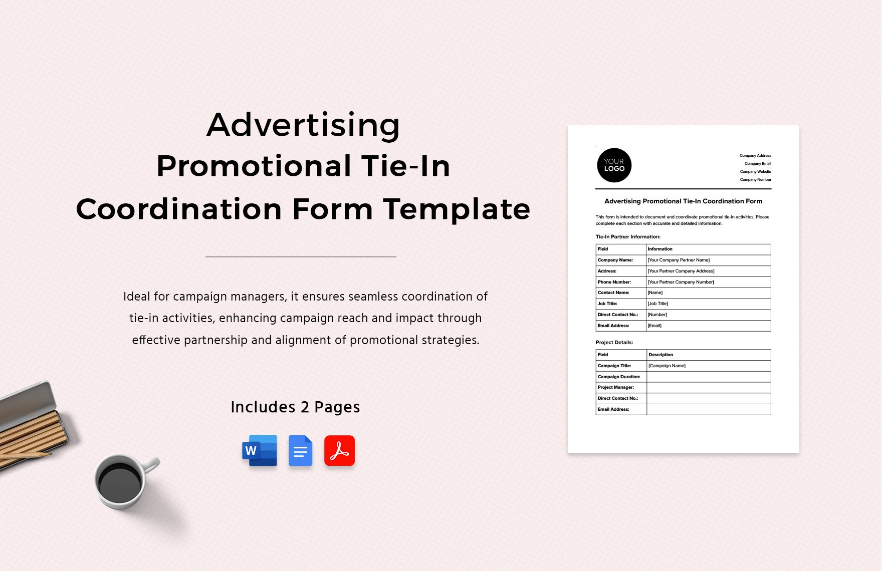 Advertising Promotional Tie-In Coordination Form Template in Word, Google Docs, PDF