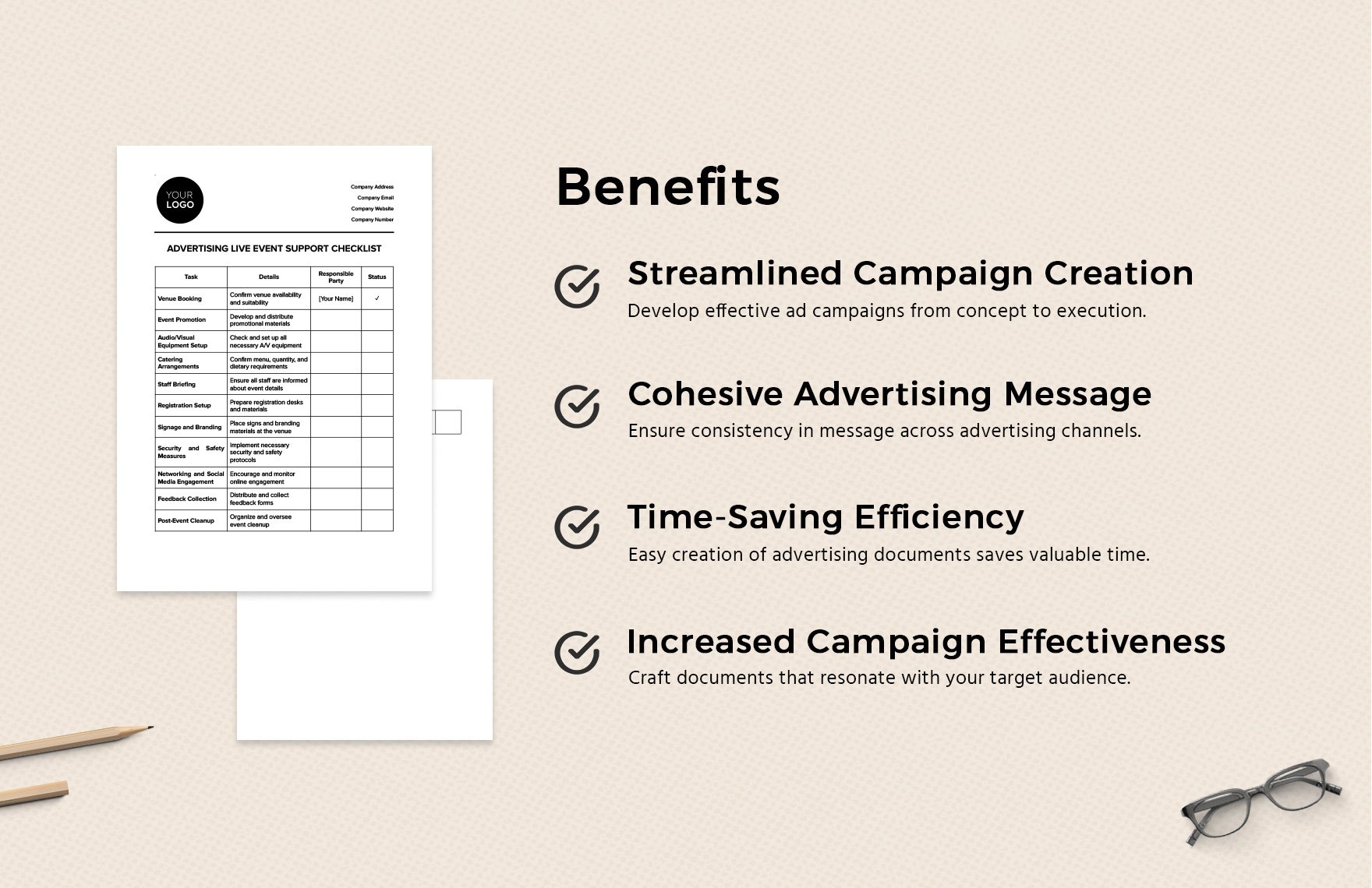 Advertising Live Event Support Checklist Template