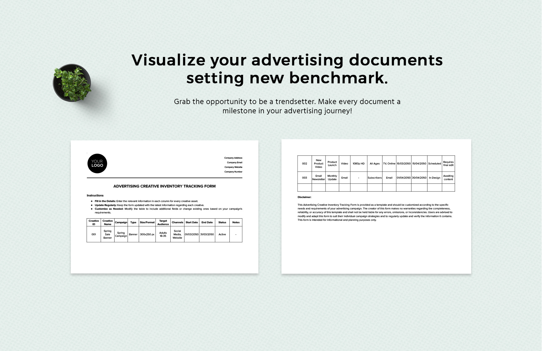 Advertising Creative Inventory Tracking Form Template