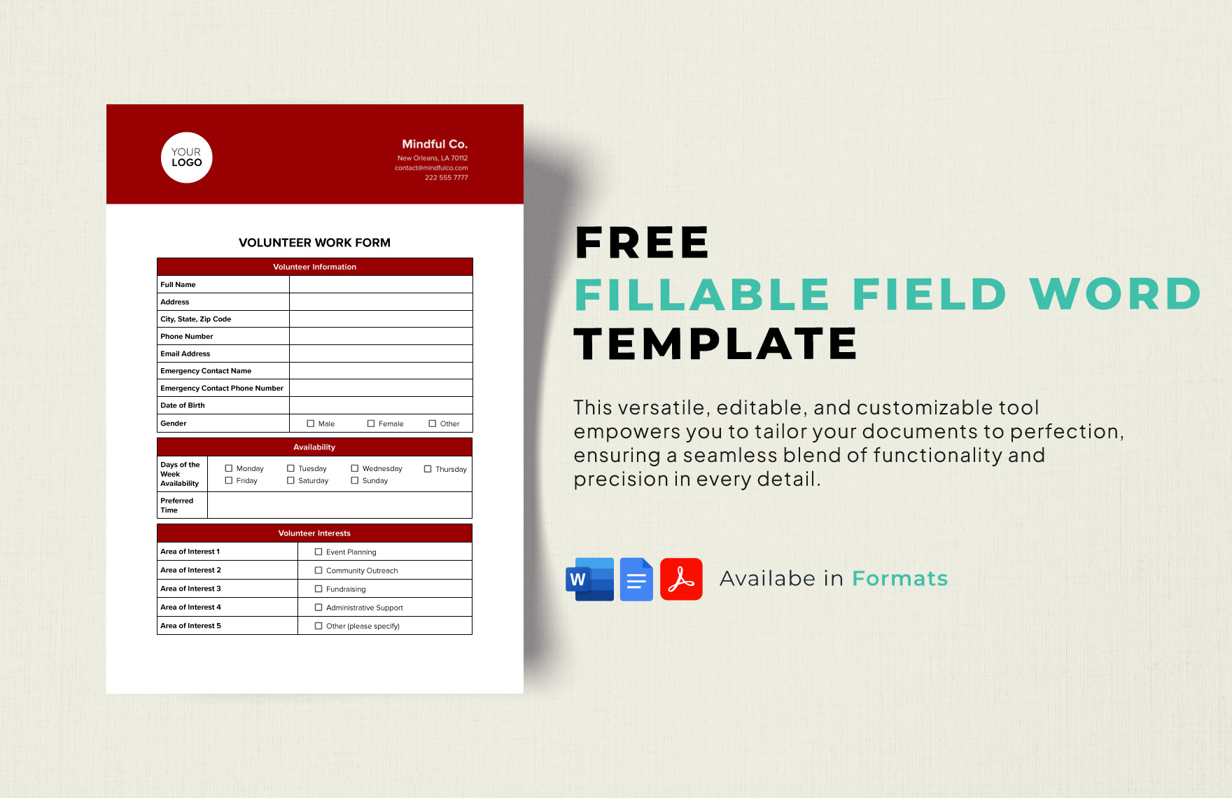 Fillable Field Word Template