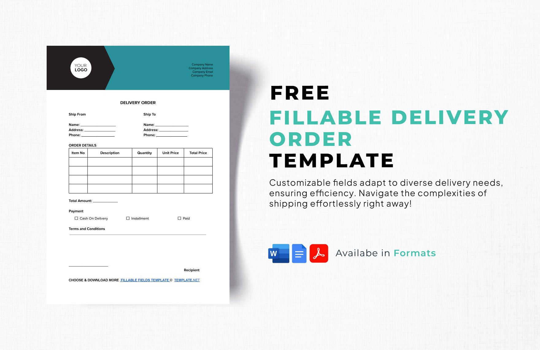 Fillable Delivery Order Template