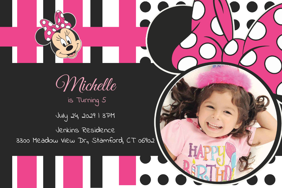 Sparkling Minnie Mouse Birthday Invitation Template