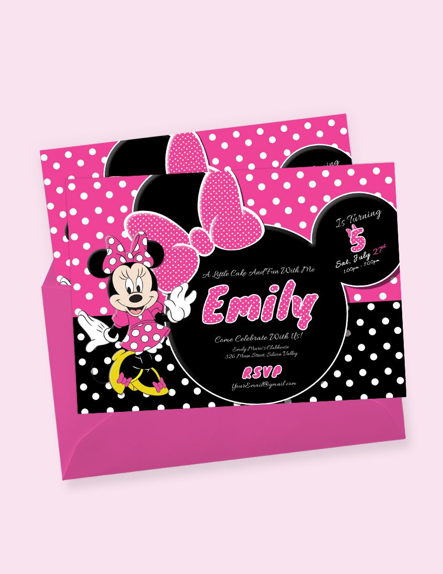 Special Minnie Mouse Birthday Invitation Template