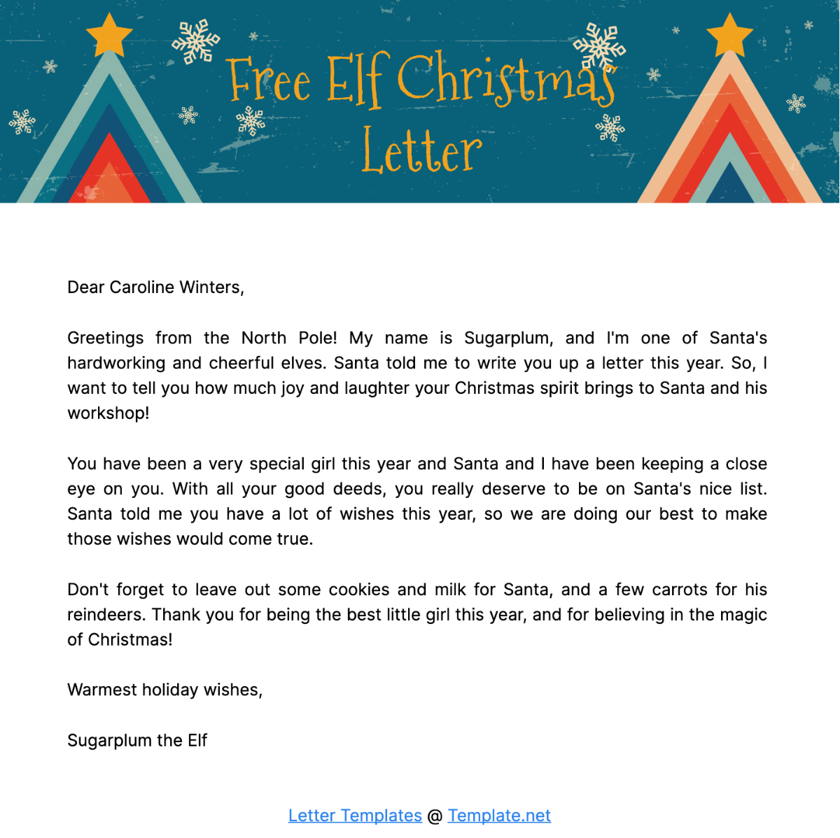 Elf Christmas Letter Template