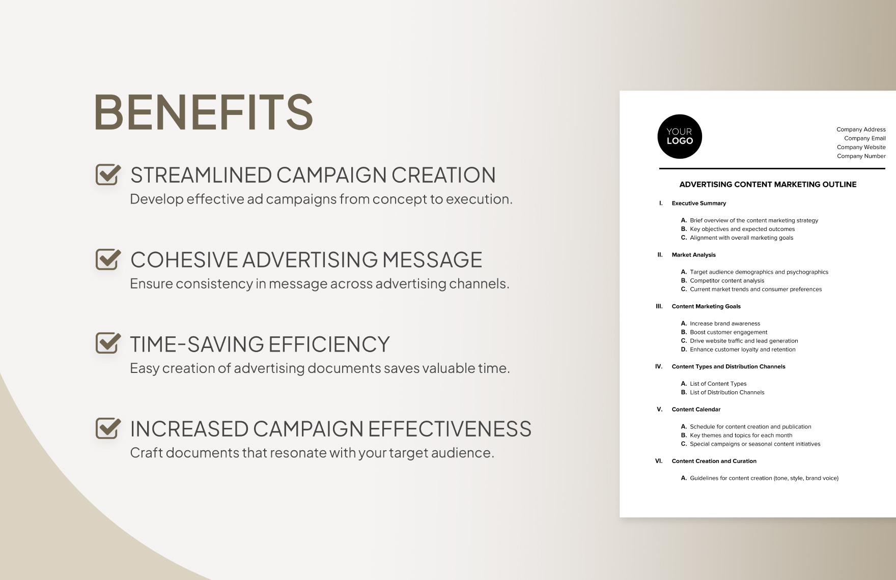 Advertising Content Marketing Outline Template