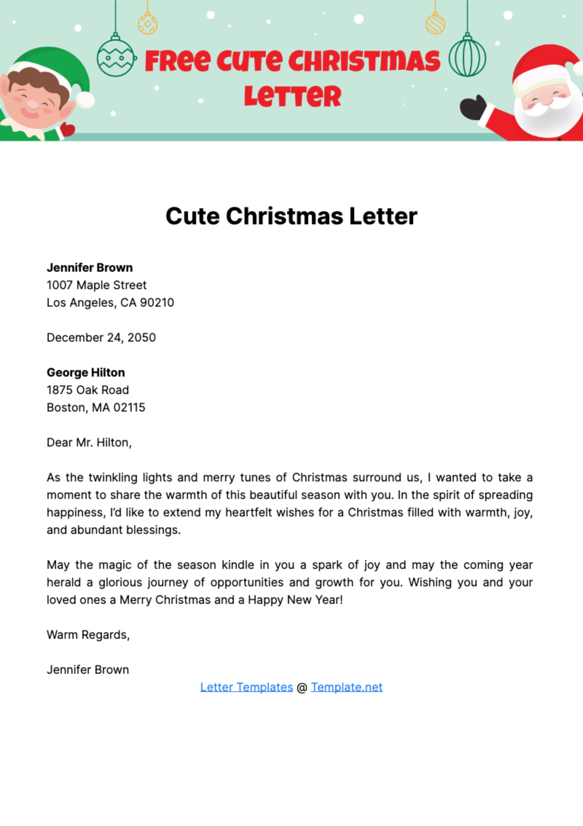 Free Cute Christmas Letter Template