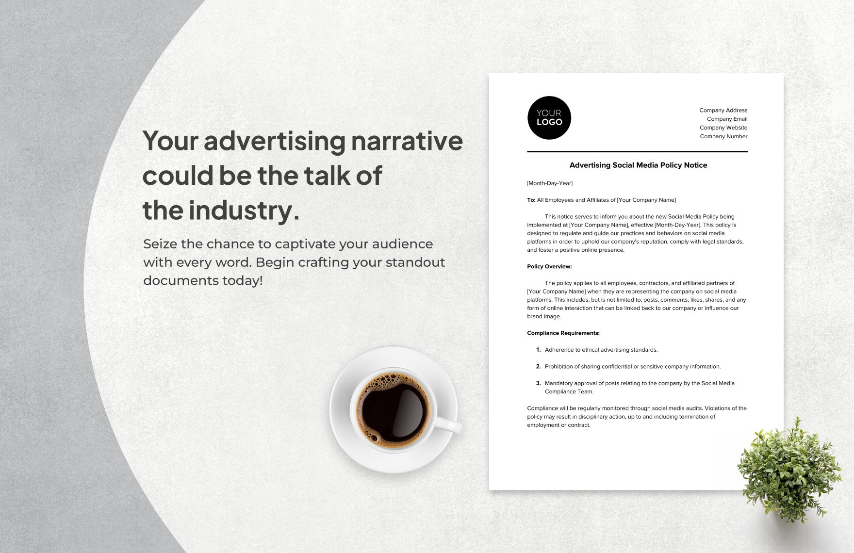 Advertising Social Media Policy Notice Template