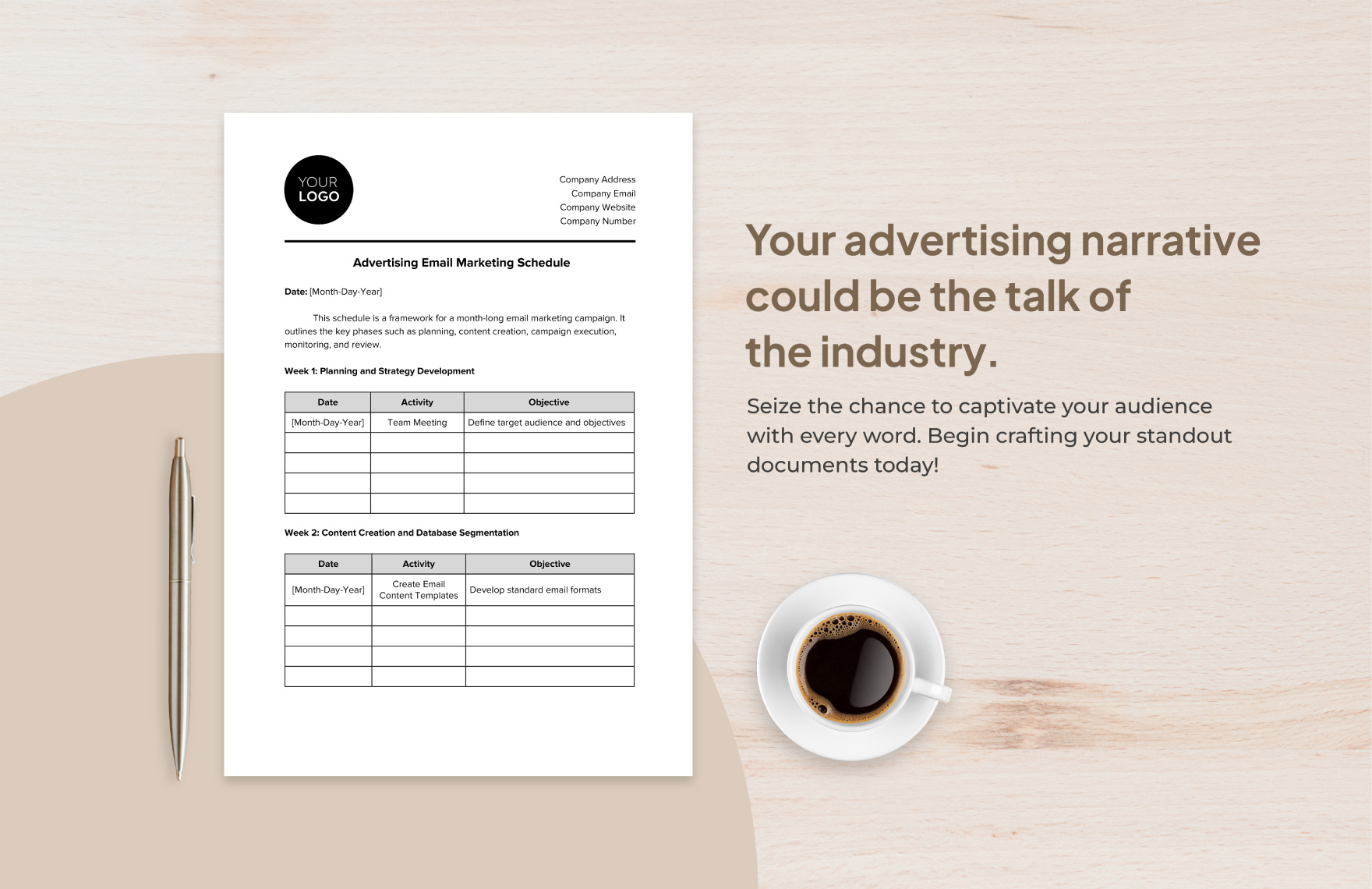 Advertising Email Marketing Schedule Template