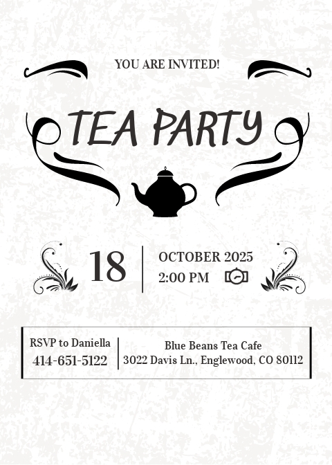 FREE Tea Party Invitation Template In Microsoft Word DOC Template