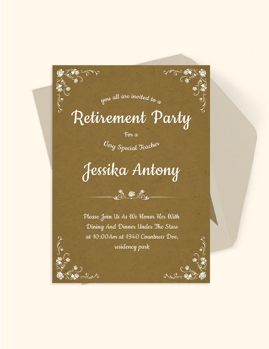 Sample Teacher Retirement Party Invitation Template