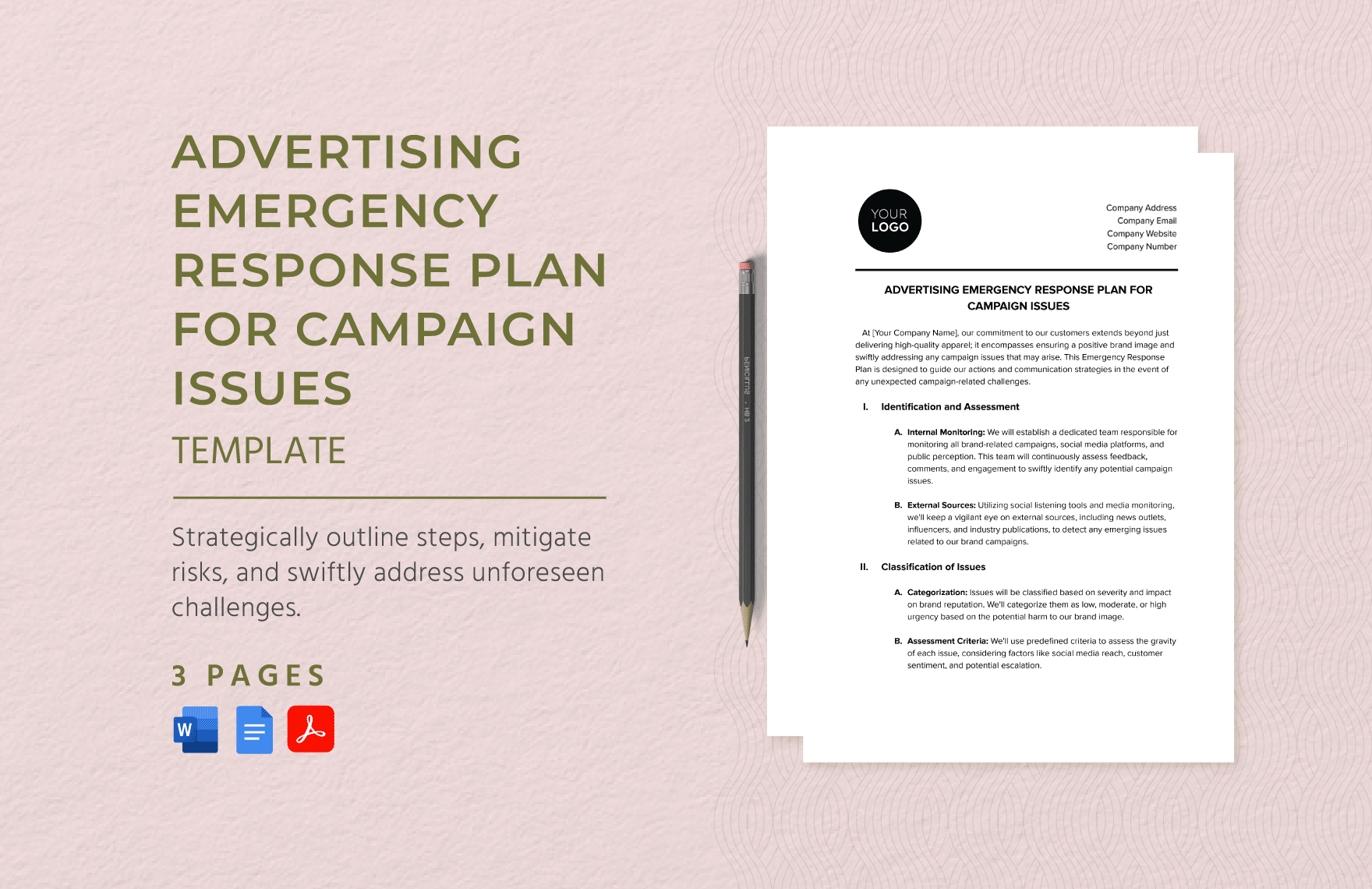 Advertising Emergency Response Plan for Campaign Issues Template