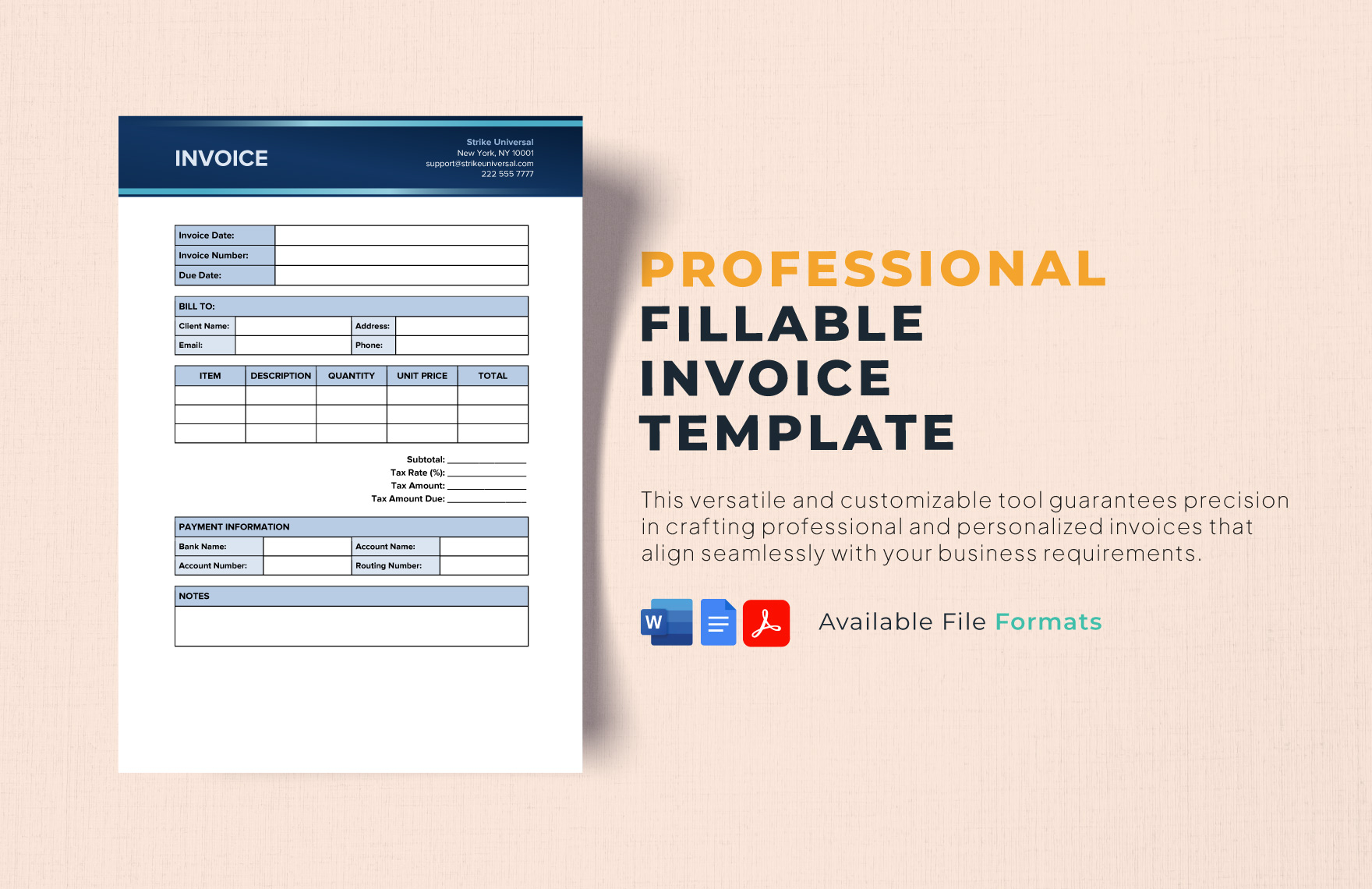 Free Fillable Invoice Template