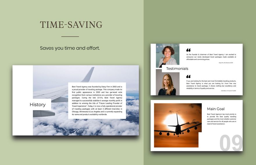 Free Aviation Theme Travel Agency Presentation Template to Edit Online