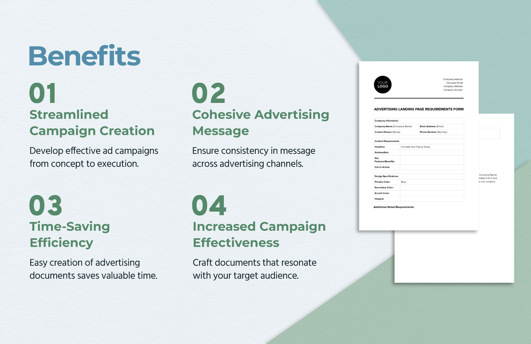 Advertising Landing Page Requirements Form Template