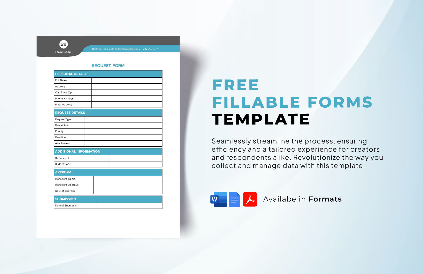 Free Fillable Forms Template Download In Word Google Docs PDF 