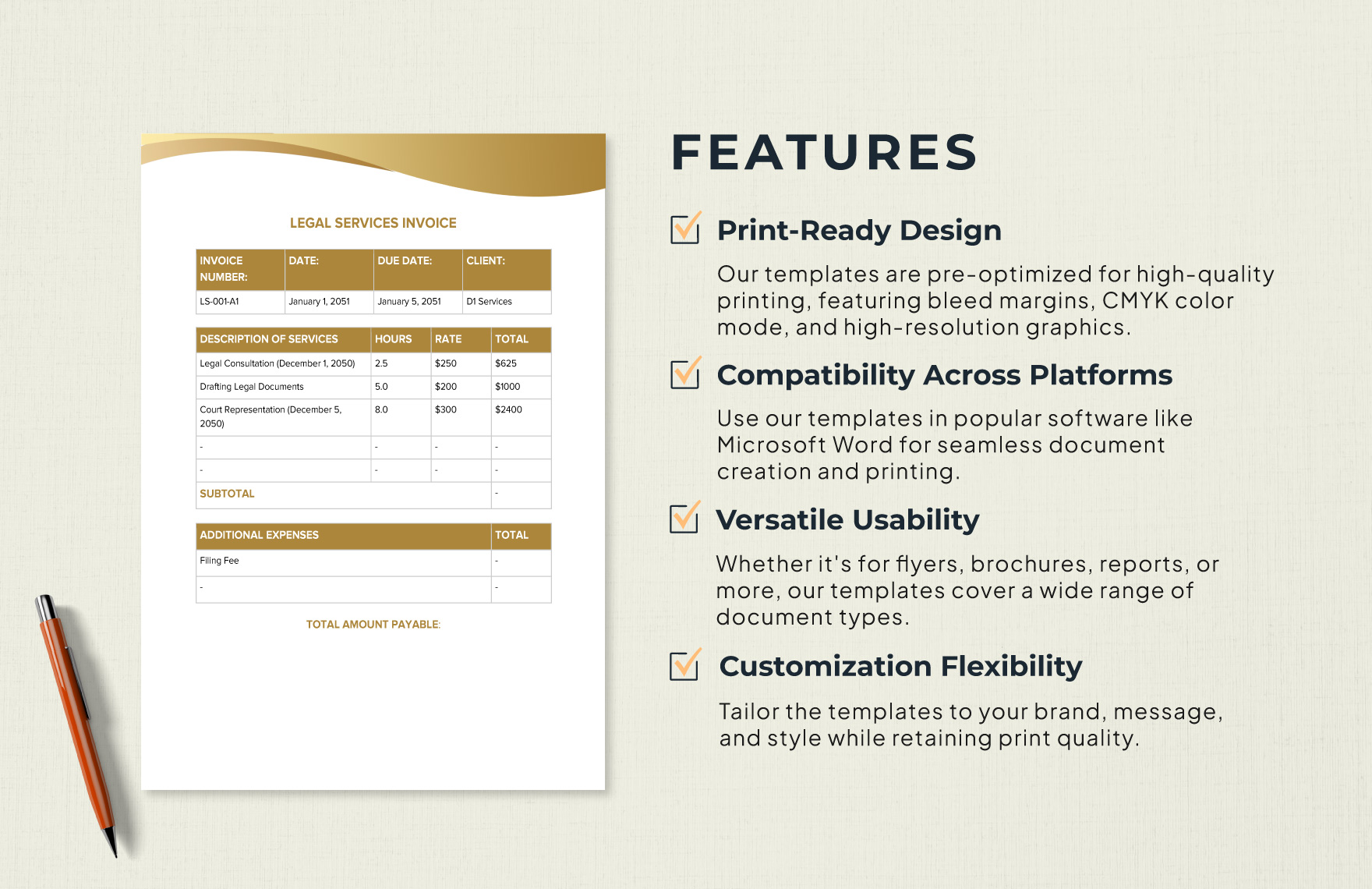 Printable Legal Invoice Template