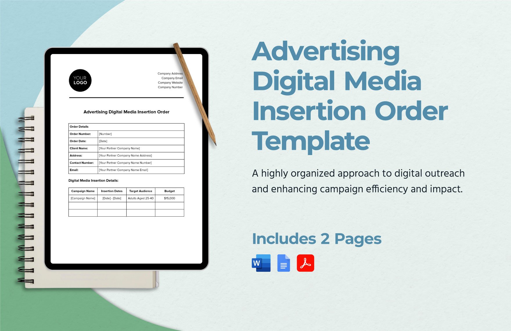 Advertising Digital Media Insertion Order Template
