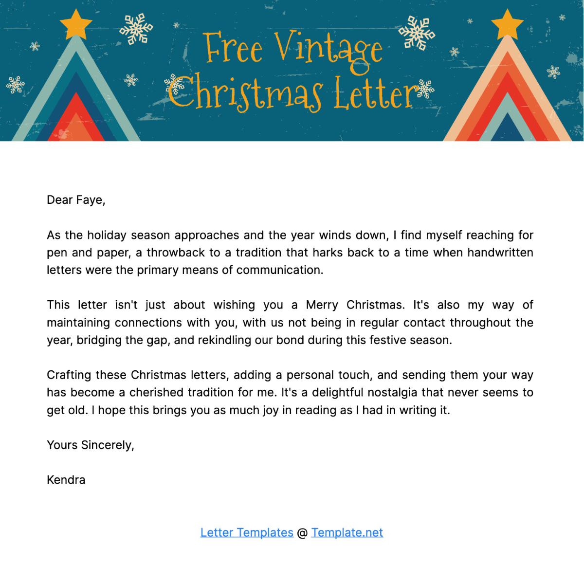 Vintage Christmas Letter Template
