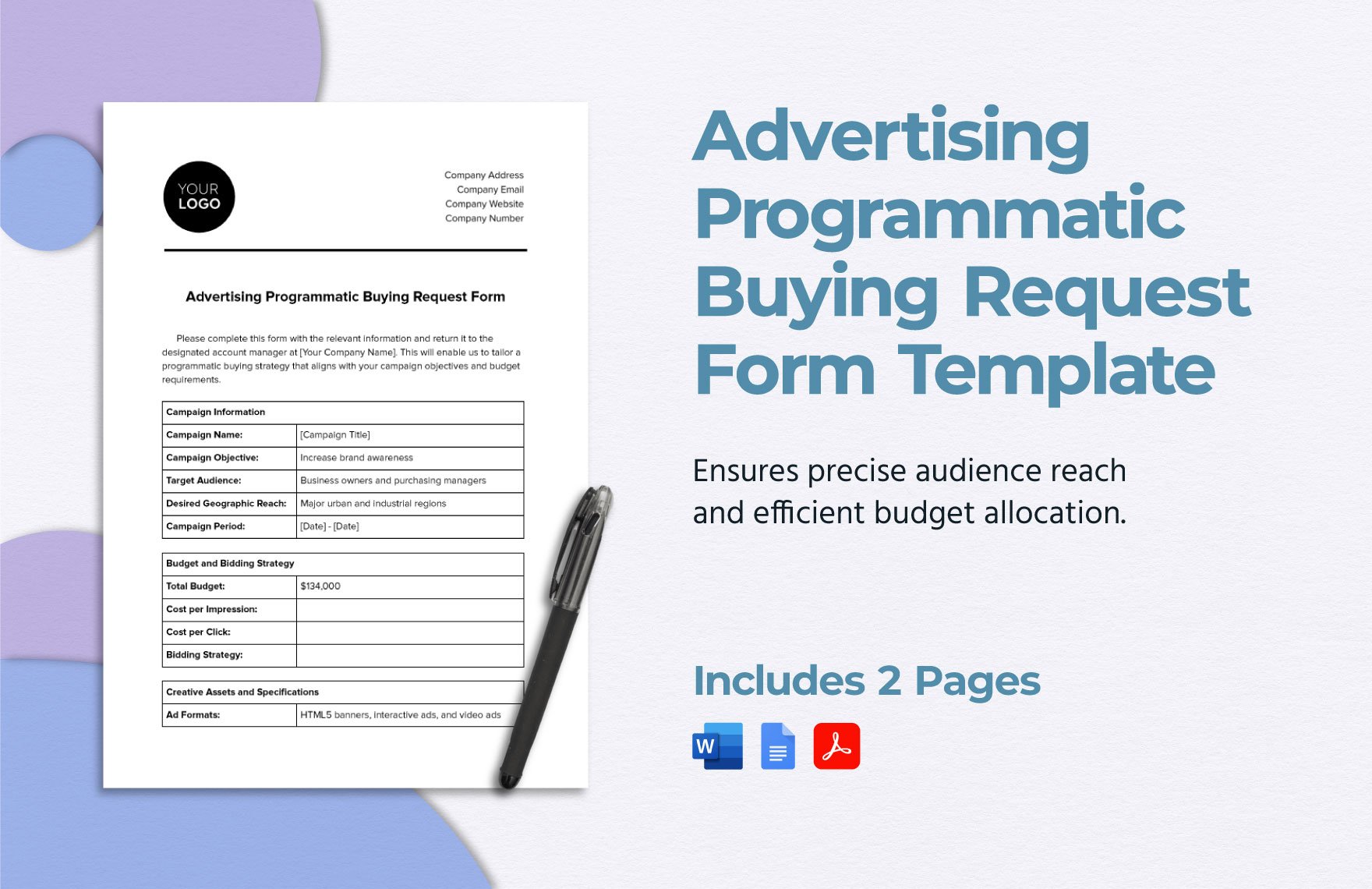 Advertising Programmatic Buying Request Form Template in Word, Google Docs, PDF