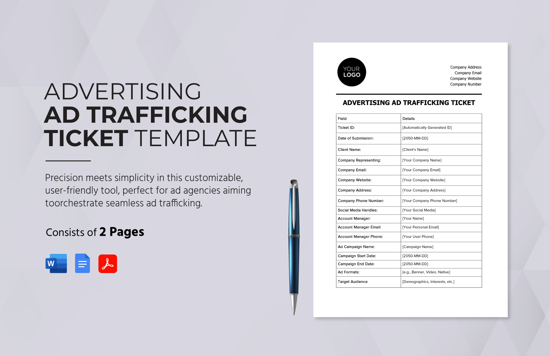 Advertising Ad Trafficking Ticket Template