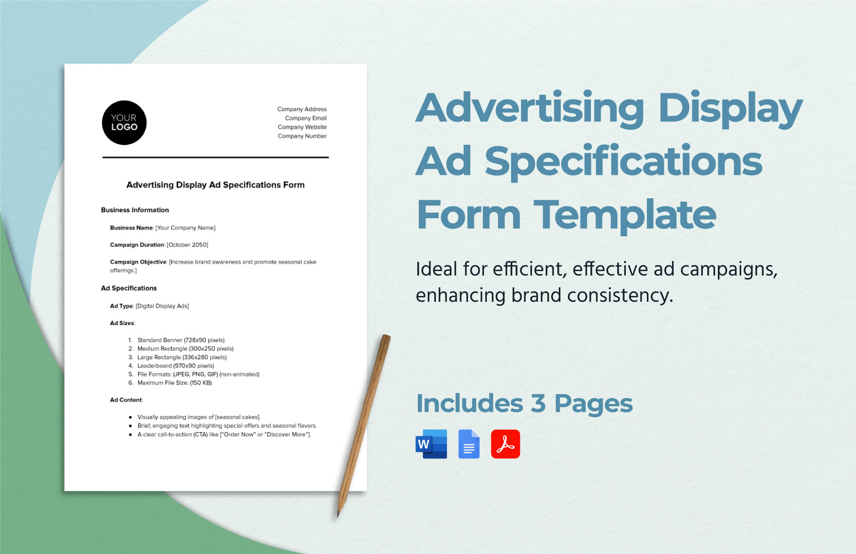 Advertising Display Ad Specifications Form Template in Word, Google Docs, PDF