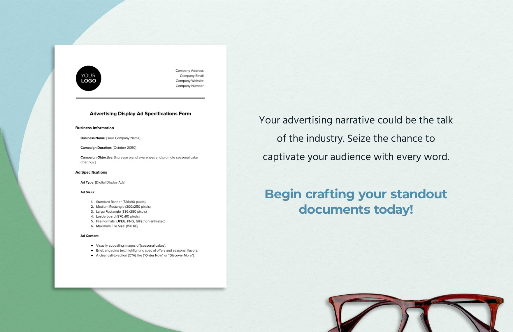 Advertising Display Ad Specifications Form Template
