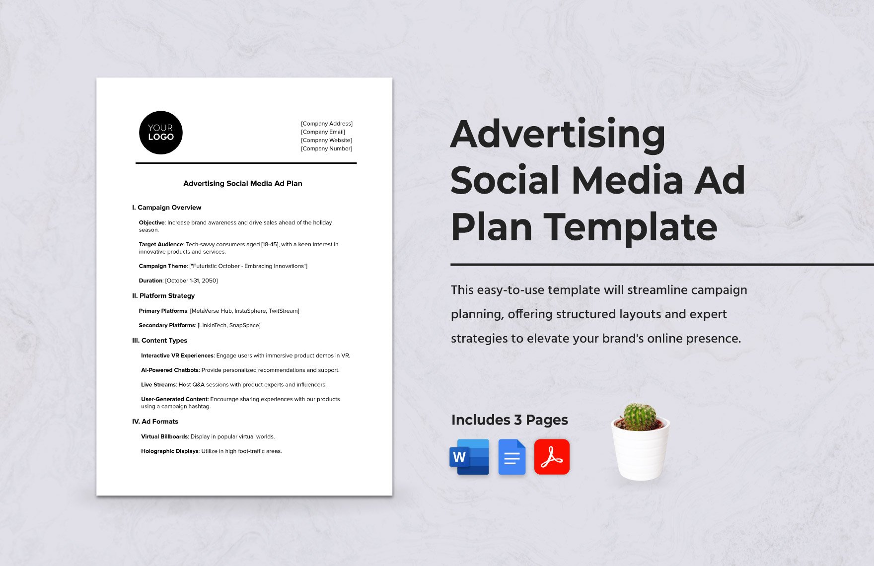Advertising Social Media Ad Plan Template