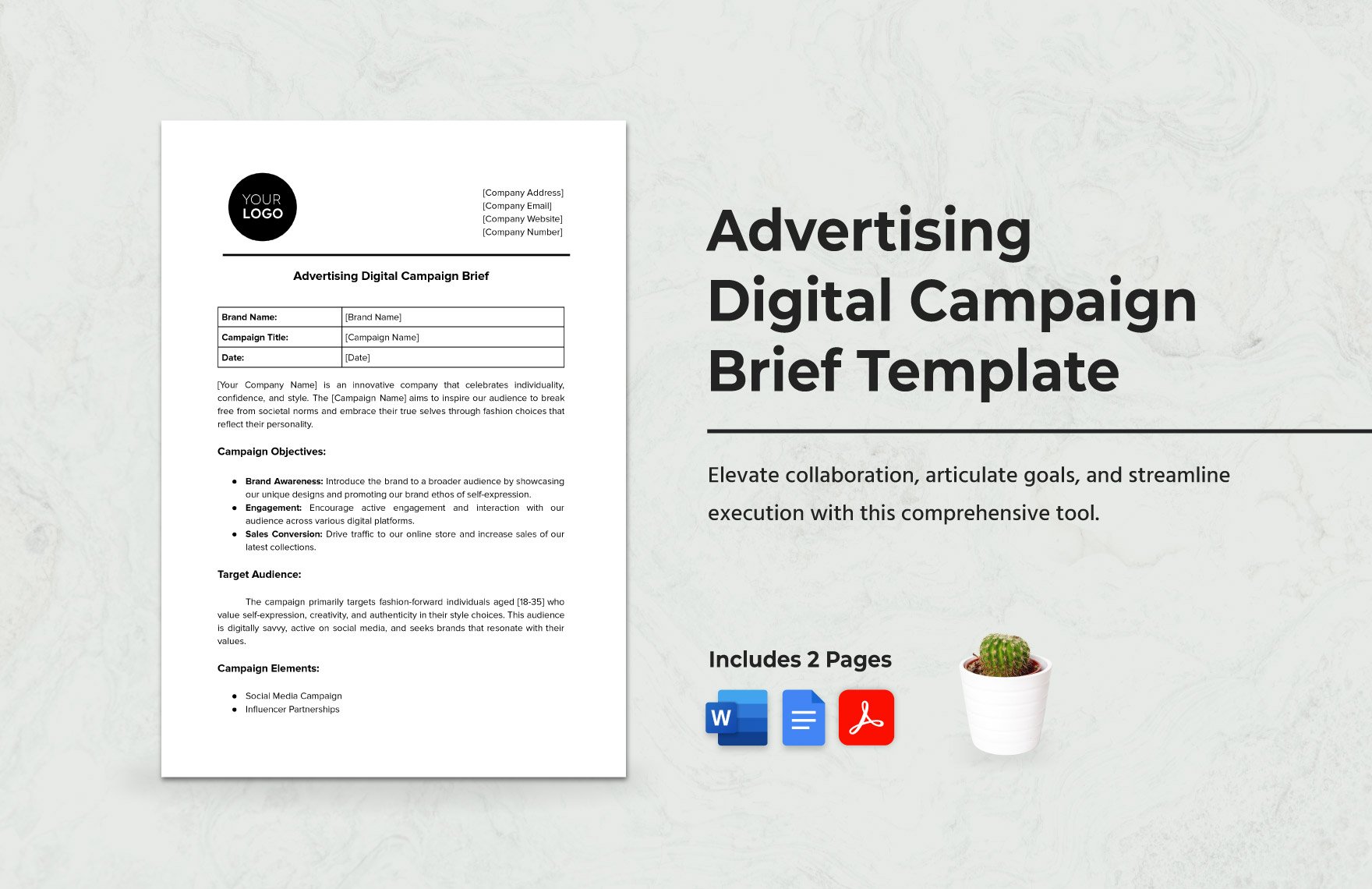 Advertising Digital Campaign Brief Template